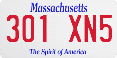 MA license plate 301XN5