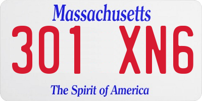 MA license plate 301XN6