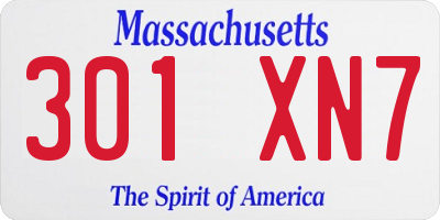 MA license plate 301XN7