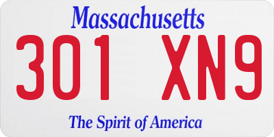 MA license plate 301XN9