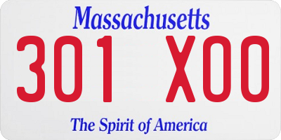 MA license plate 301XO0