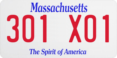 MA license plate 301XO1