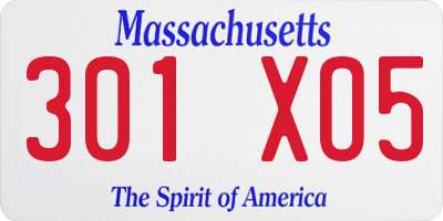 MA license plate 301XO5