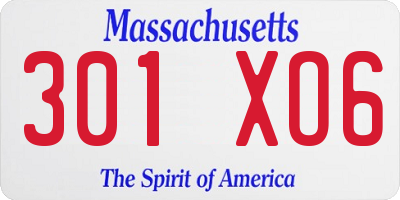 MA license plate 301XO6