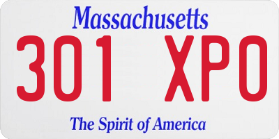 MA license plate 301XP0