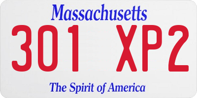 MA license plate 301XP2