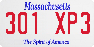 MA license plate 301XP3