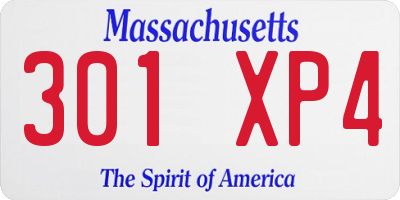 MA license plate 301XP4
