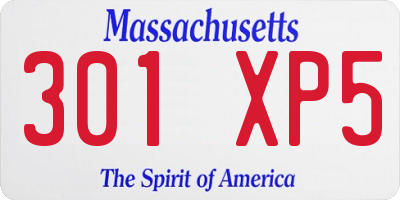 MA license plate 301XP5