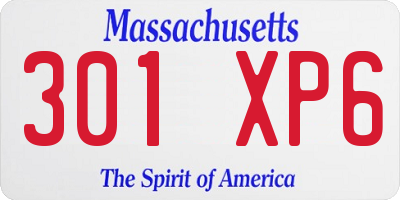MA license plate 301XP6
