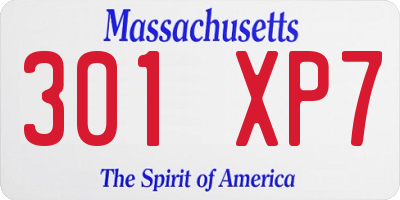 MA license plate 301XP7