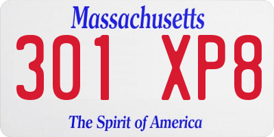 MA license plate 301XP8