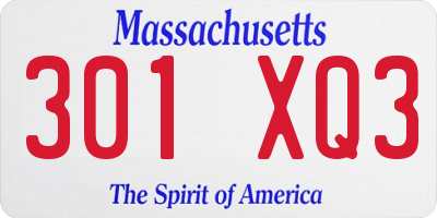 MA license plate 301XQ3