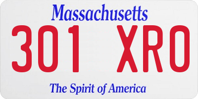 MA license plate 301XR0