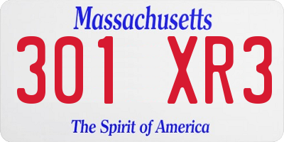 MA license plate 301XR3