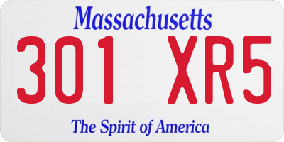 MA license plate 301XR5