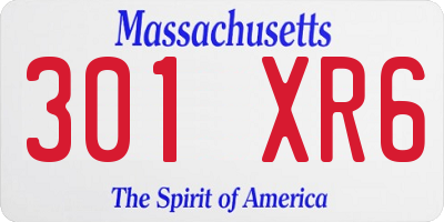 MA license plate 301XR6