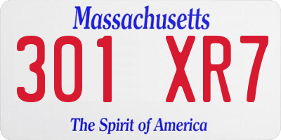 MA license plate 301XR7