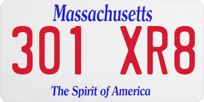 MA license plate 301XR8