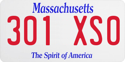 MA license plate 301XS0