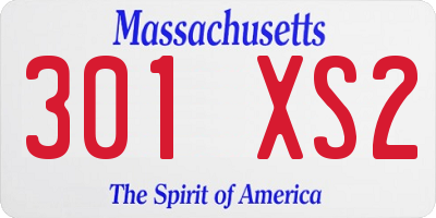 MA license plate 301XS2