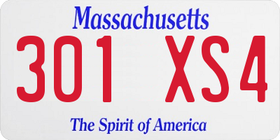 MA license plate 301XS4