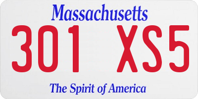 MA license plate 301XS5