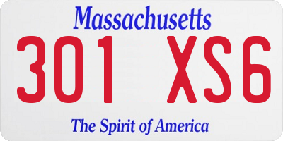 MA license plate 301XS6