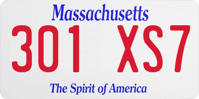 MA license plate 301XS7
