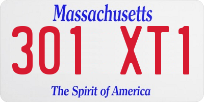 MA license plate 301XT1