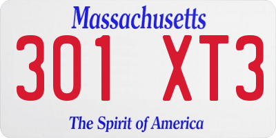 MA license plate 301XT3
