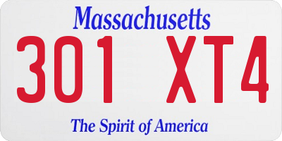 MA license plate 301XT4