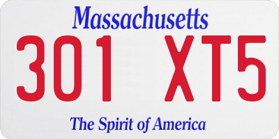 MA license plate 301XT5