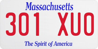 MA license plate 301XU0