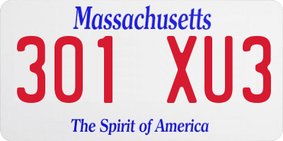 MA license plate 301XU3