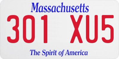 MA license plate 301XU5