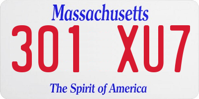 MA license plate 301XU7