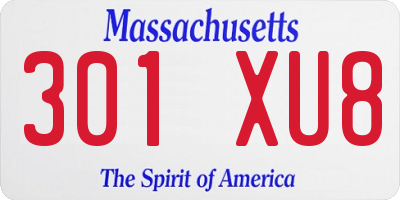 MA license plate 301XU8