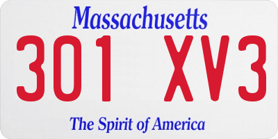 MA license plate 301XV3
