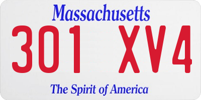 MA license plate 301XV4