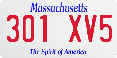 MA license plate 301XV5