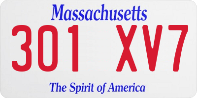 MA license plate 301XV7