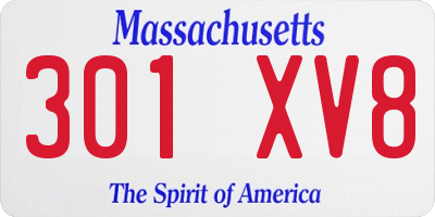 MA license plate 301XV8