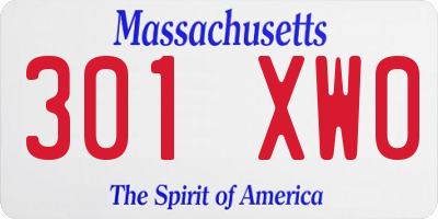 MA license plate 301XW0