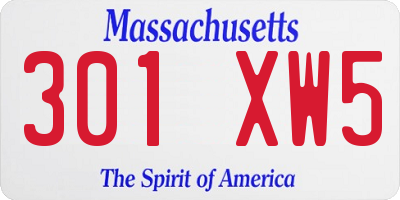 MA license plate 301XW5