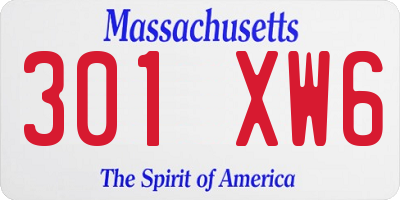 MA license plate 301XW6