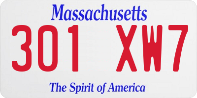 MA license plate 301XW7