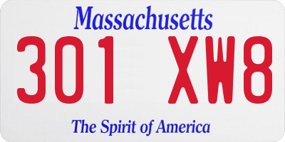 MA license plate 301XW8