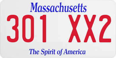 MA license plate 301XX2