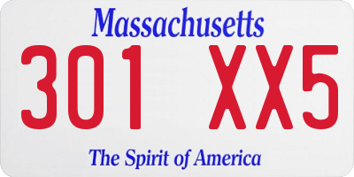 MA license plate 301XX5